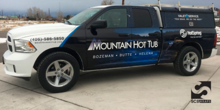 Mountain Hot Tub Pickup and Topper Vehicle Wrap