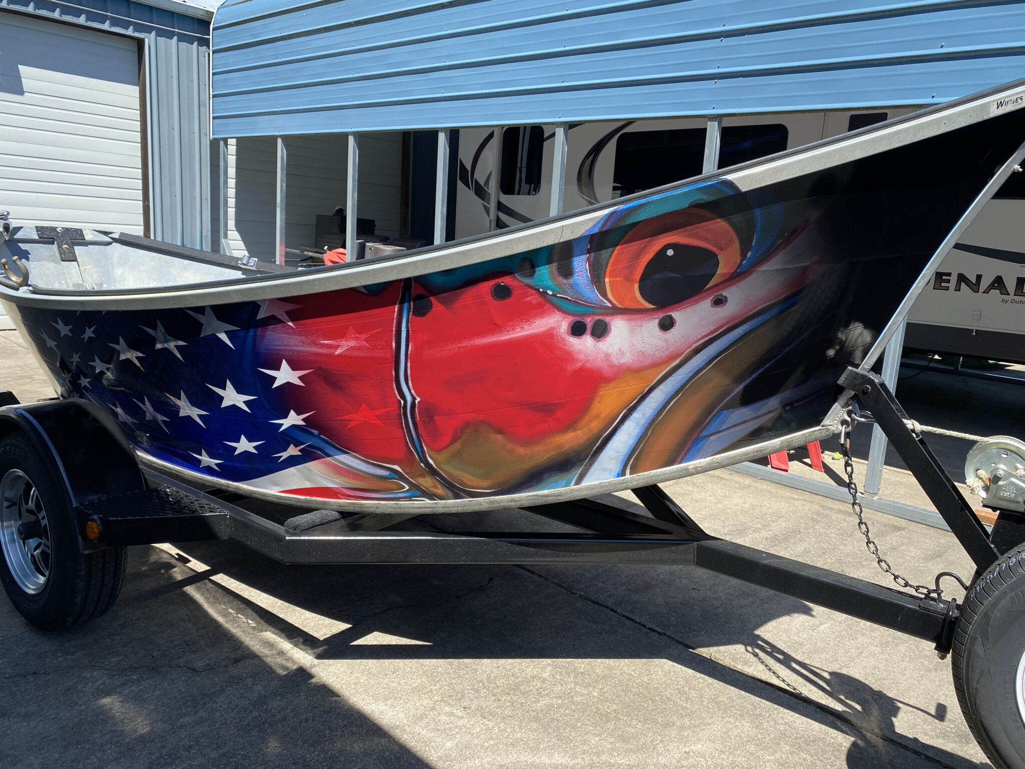 DeYoung Steelhead / American Flag Boat Wrap · SCS Wraps