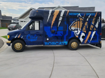 Bobcats Blue and Gold Bus Wrap