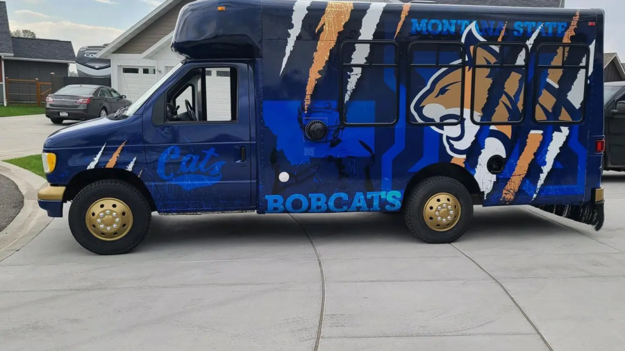 Bobcats Blue and Gold Bus Wrap